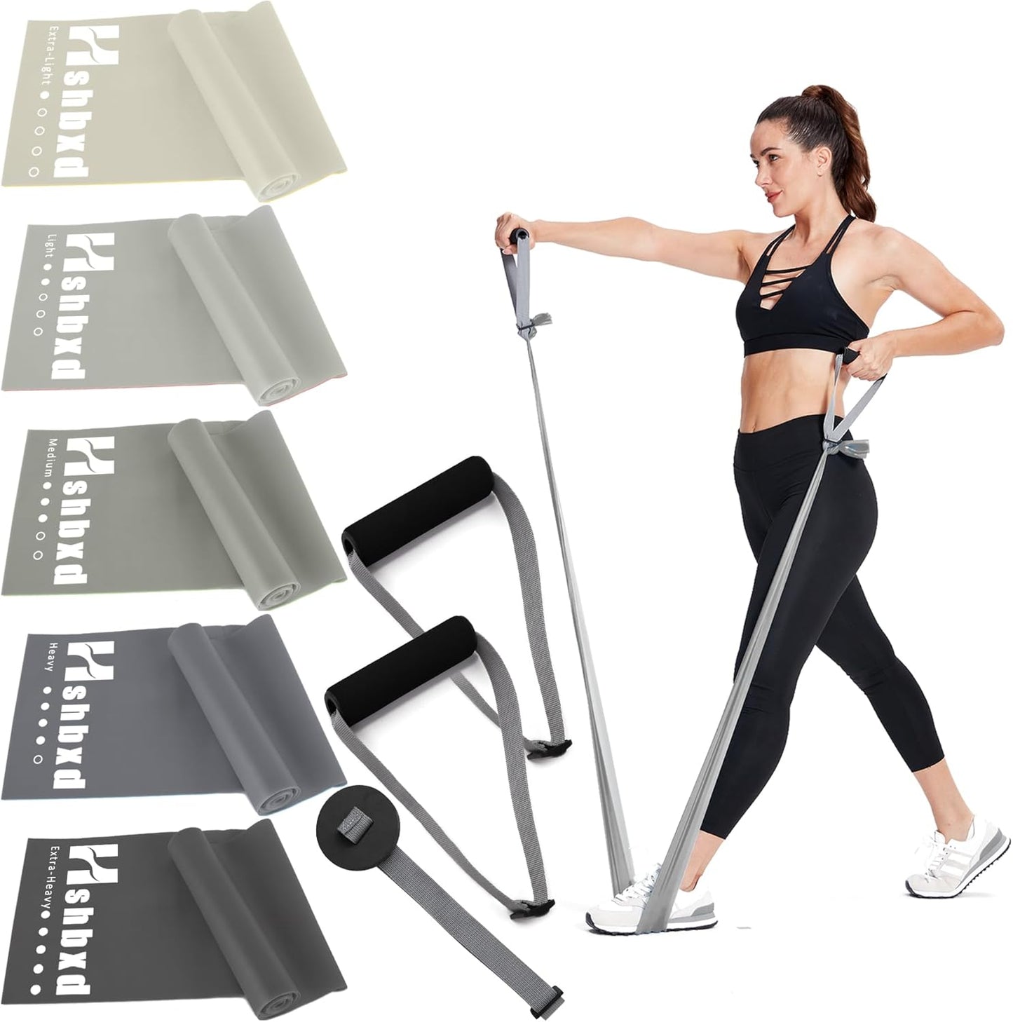 Resistance Bands for Working Out, Physical Therapy Bands, Latex Free Elastic and Exercise Bands Set for Stretching, Suitable for Rehab, Yoga, Pilates, Gym, Home Exercise