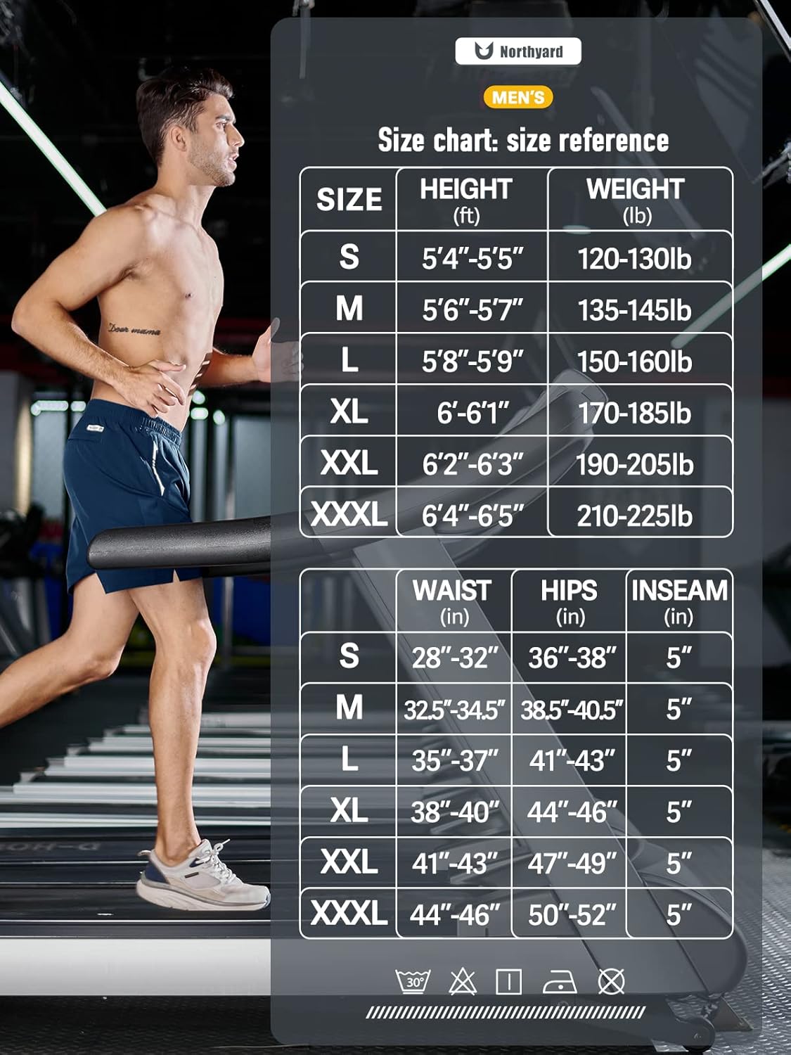 NORTHYARD Men's Running Athletic Shorts 5"/ 7"/ 9" Workout Gym Short Tennis Quick Dry Active Sport Hiking Basketball