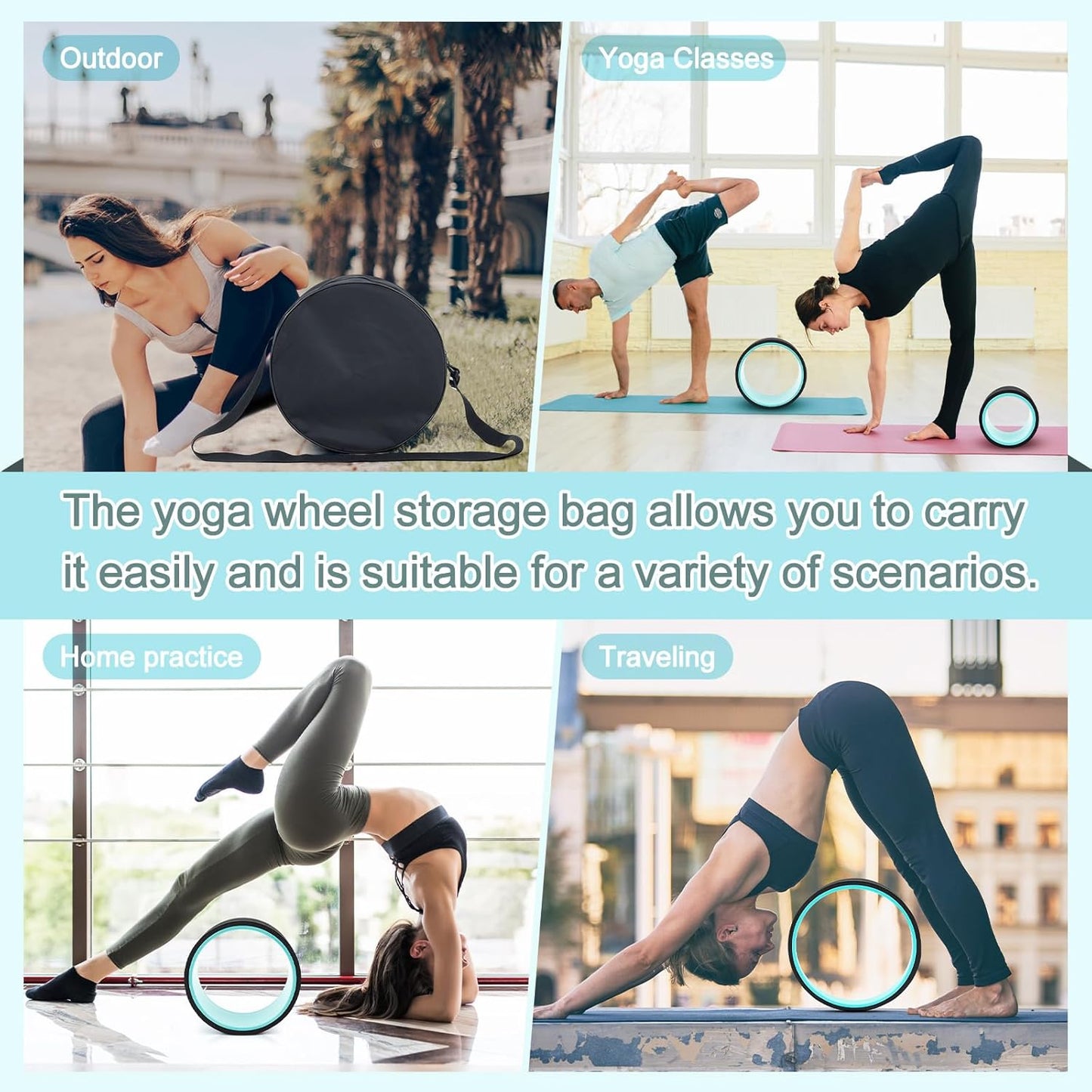 6 Pcs Back Roller Wheel Foam Padded Back Stretcher Wheel, Relaxation Yoga Roller with Carrying Bag and Upper Posture Corrector, for Pain Relief, Muscle Massage, Physical Therapy Exercise