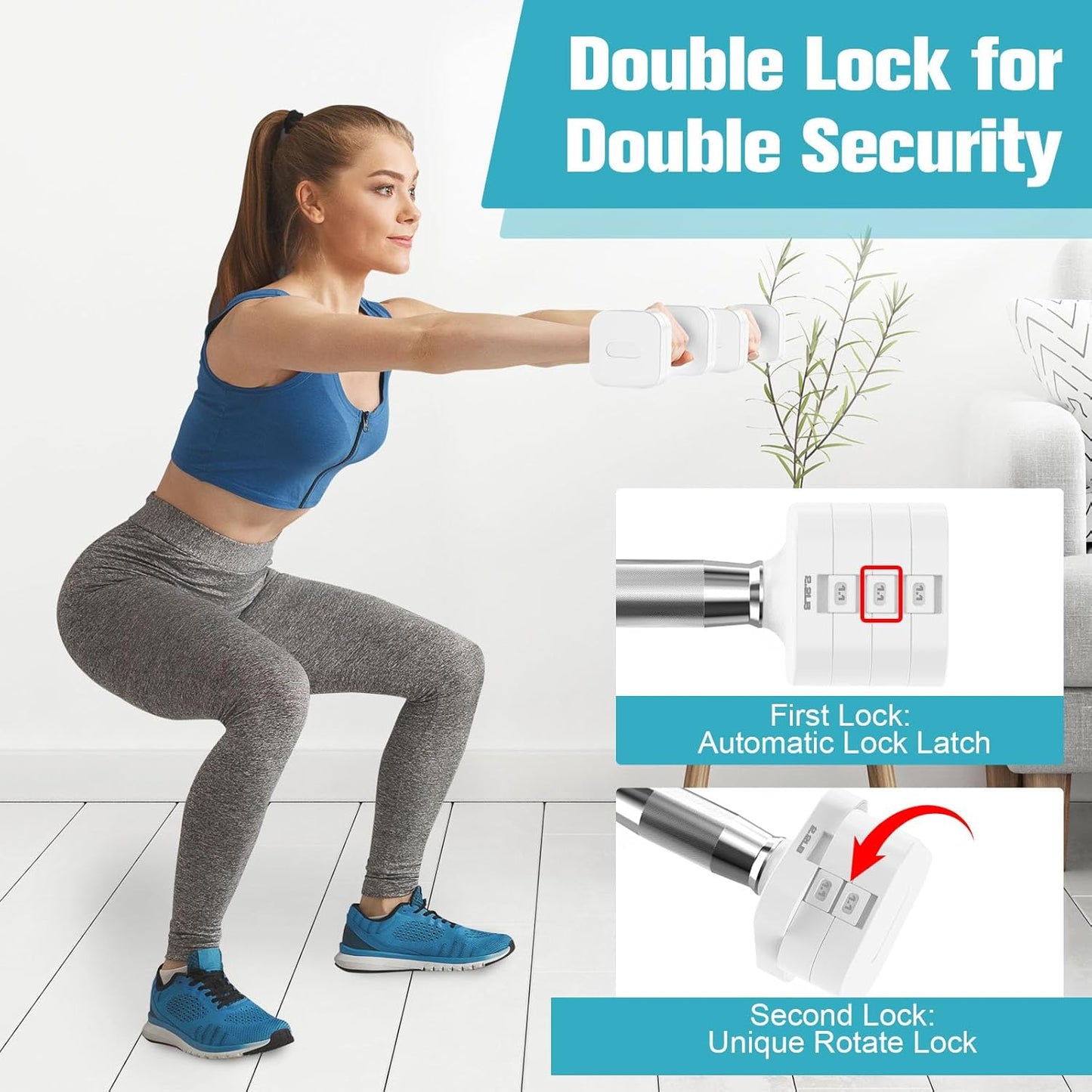 22LBS Adjustable Dumbbells Set, Adjustable Weight Dumbbells with 4 Levels 4.4lb, 6.6lb, 8.8lb, 11lb, Hand Weights Sets for Women/Men Home Gym Full Body Workout