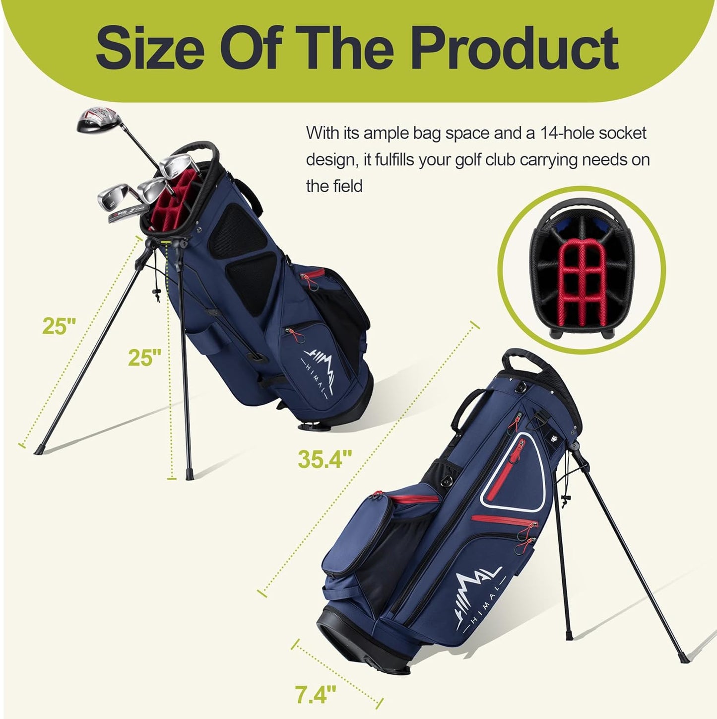 14 Way Golf Stand Bag, Golf Bags for Men with Stand, Top Dividers Ergonomic with 10 Pockets