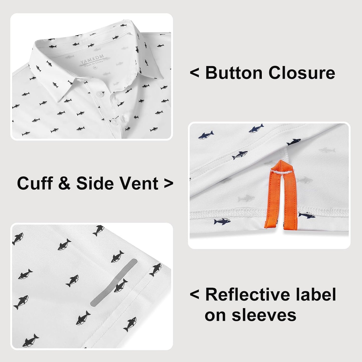 Golf Shirts for Men - Moisture Wicking Short Sleeve Performance Sport Casual Striped Collared Mens Polo Shirt