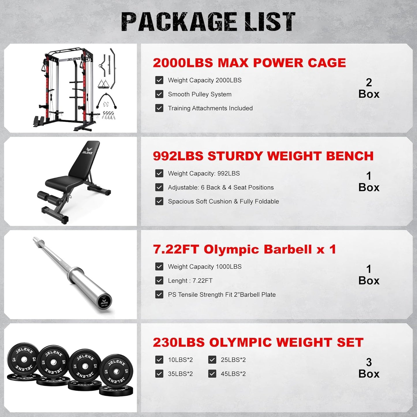 Power Cage, 2000LBS Multi-Function C21 Power Rack with Dual Pulley Cable Crossover System, All-in-One Squat Rack with More Training Attachments