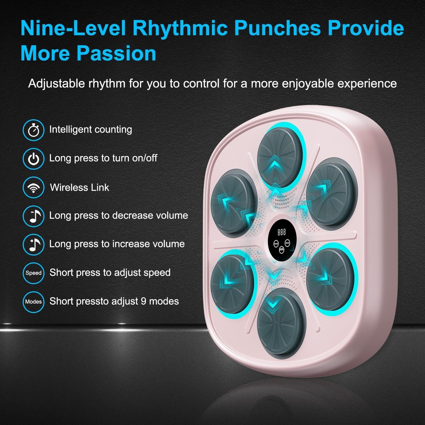 2025 New Model Smart Music Boxing Machine for Adults and Kids, Training Machine with LED Electronic Wall Mounted, Home Indoor Workout Equipment with Premium Boxing Gloves