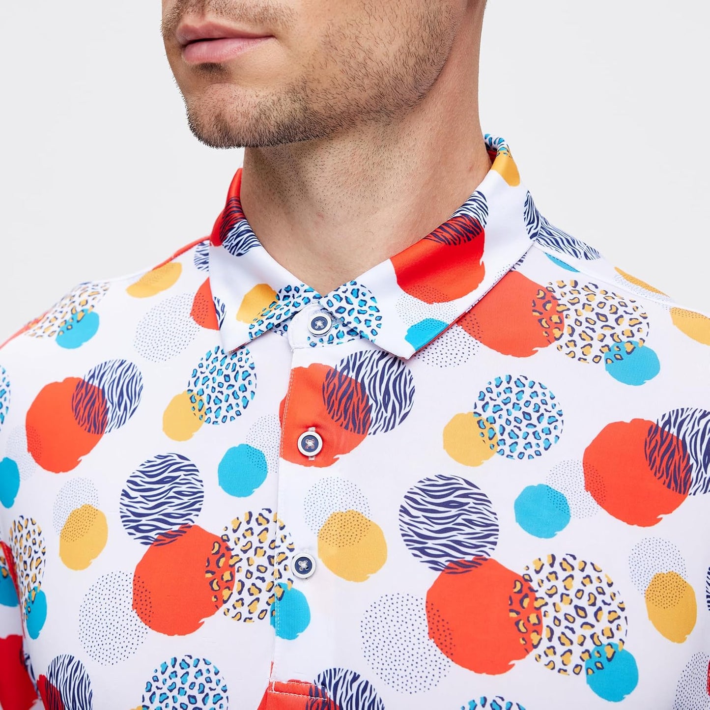 SAMERM Golf Shirts for Men Super Stretch Jacquard Dry Fit Golf Polo Moisture Wicking Short Sleeve Polo Shirts for Men