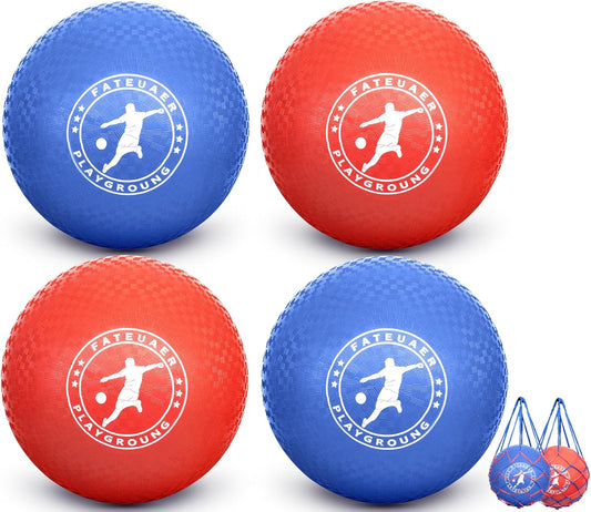10 Inch Kickball Set, Playground Ball with Carrying Bag, Dodge Balls for Kids and Adults, Bouncing Sport Handball and Toy Ball, Outdoor Rubber Balls Official Camps and Schools Play Ball