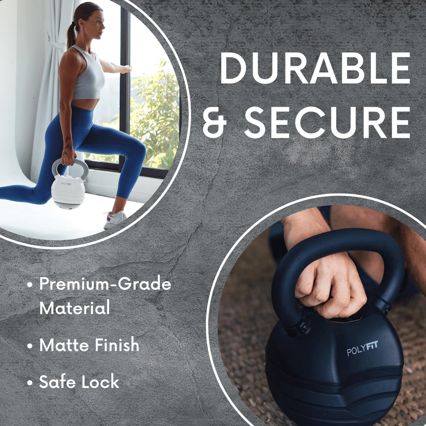 Polyfit Adjustable Kettlebell Set | 30/40/50 lbs | Kettlebell Weights for Home Gym