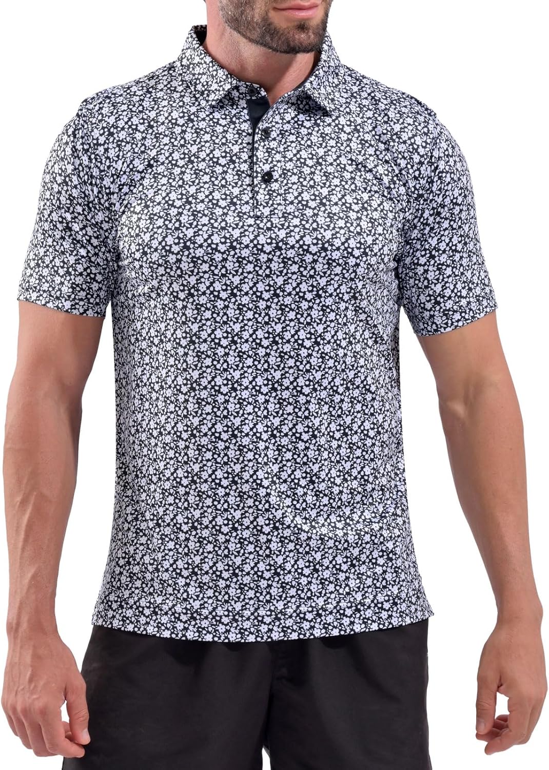 DEOLAX Mens Polo Shirts Fashion Print Mens Golf Shirt Dry Fit Mens Golf Polo Short Sleeve Quick Dry Funny Golf Shirt for Men