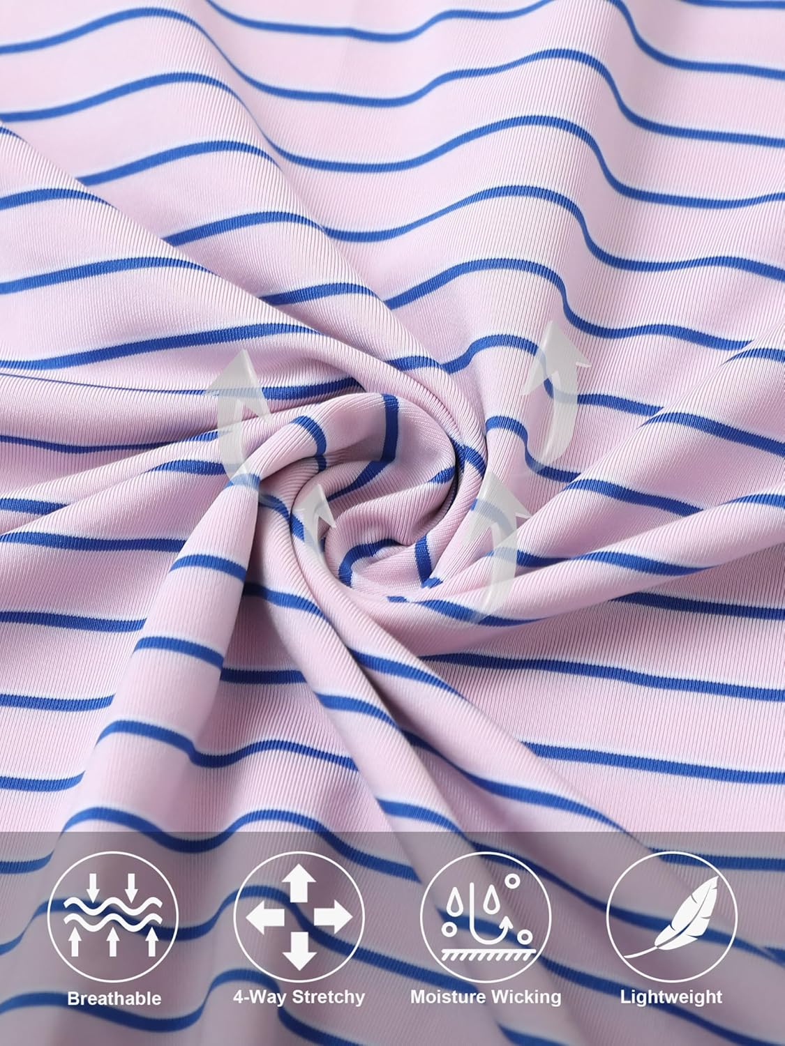 Rouen Mens Polo Shirts Short Sleeve Dry Fit Performance Moisture Wicking Causal Striped Polo Collared Golf Shirts for Men