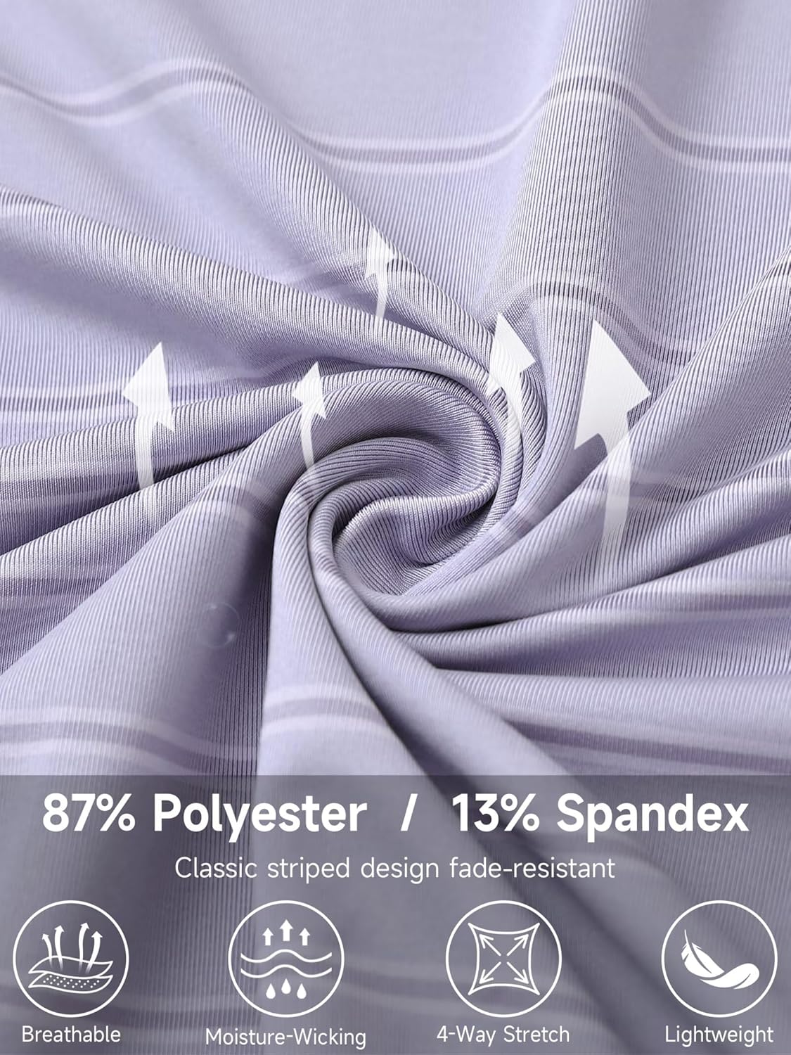 Rouen Polo Shirts for Men Dry Fit Performance Heather Stripe Golf Polo Moisture Wicking Lightweight Breathable Golf Shirts