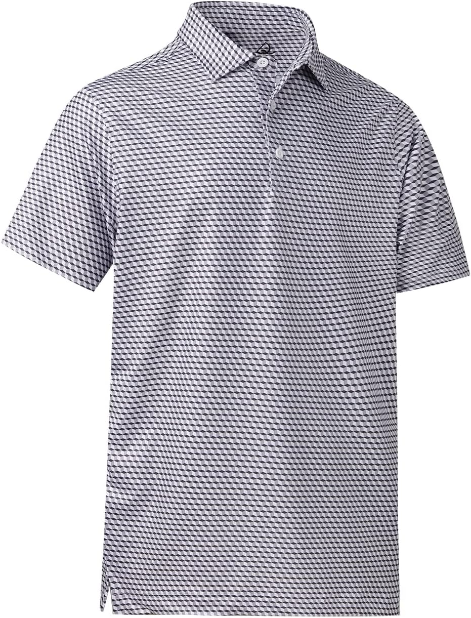 DEOLAX Mens Polo Shirts Fashion Print Mens Golf Shirt Dry Fit Mens Golf Polo Short Sleeve Quick Dry Funny Golf Shirt for Men