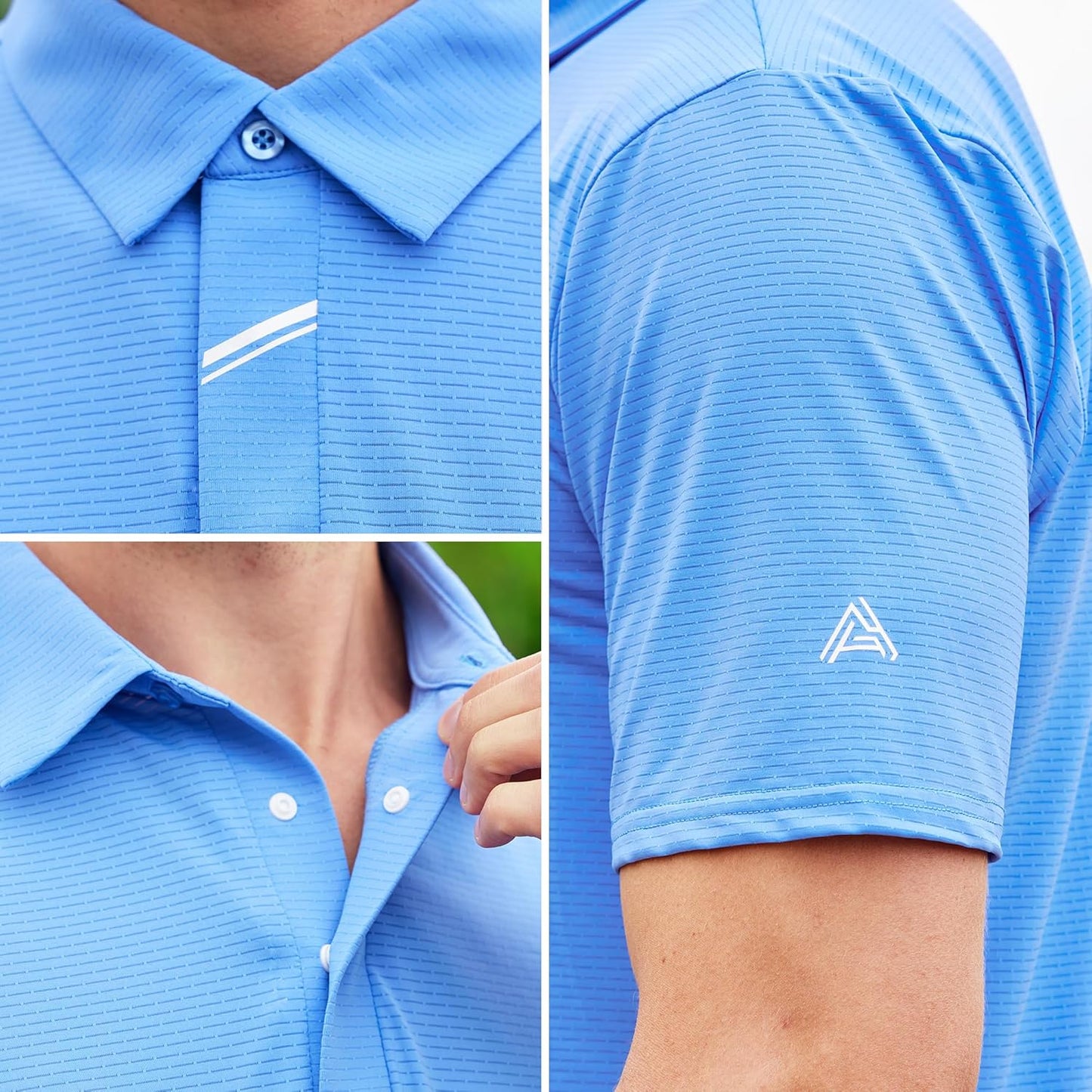 SAMERM Golf Shirts for Men Super Stretch Jacquard Dry Fit Golf Polo Moisture Wicking Short Sleeve Polo Shirts for Men