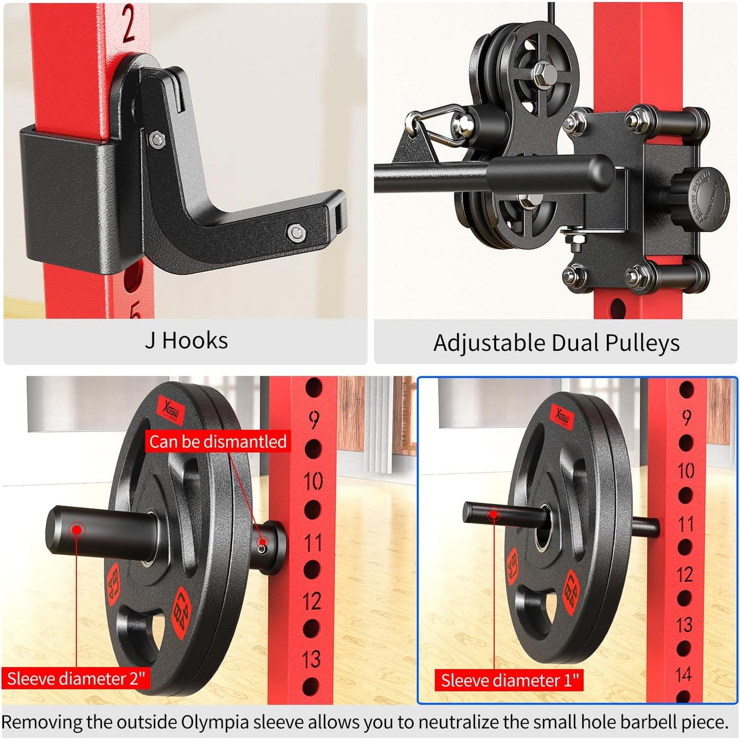 Power Rack Power Cages Multi-Function Squat Rack with Cable Crossover System Selectable More Training Attachment Weight Cage for Garage & Home Gym