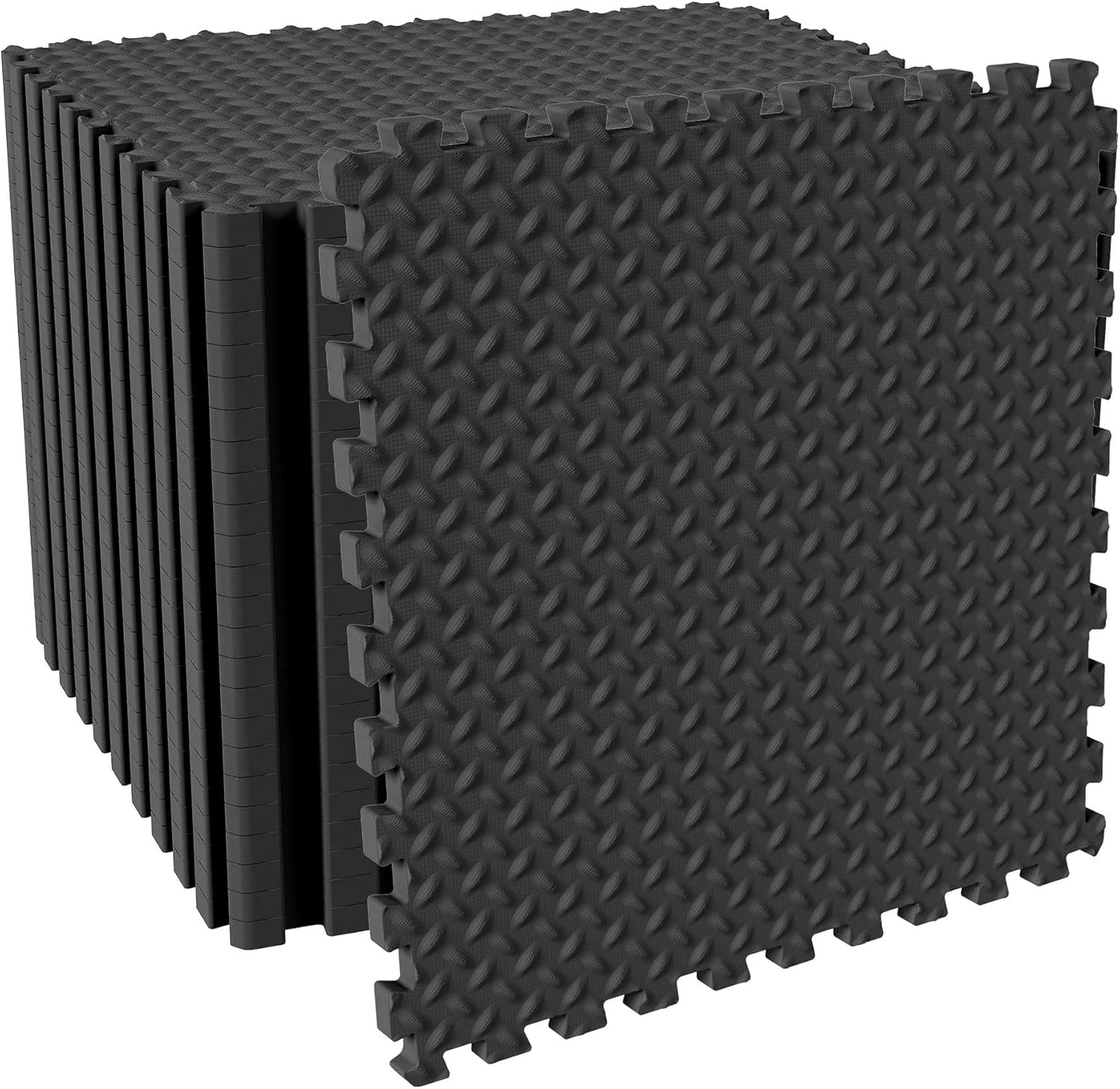 Puzzle Exercise Gym Flooring Mat, 3/4" Thick High-Density EVA Interlocking Tiles, Workout Mat for Home Gym, Fitness Equipment, MMA, Gymnastics, 24-Piece Shock-Absorbing Exercise Mat (96 Sq Ft)