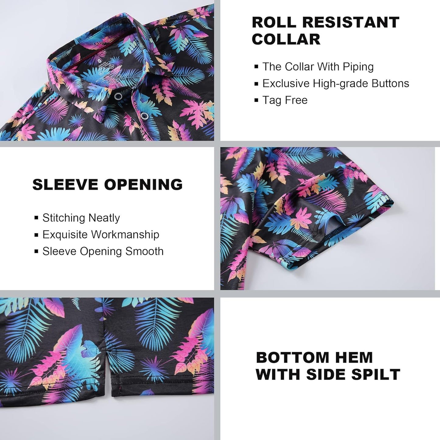 SAMERM Golf Shirts for Men Super Stretch Jacquard Dry Fit Golf Polo Moisture Wicking Short Sleeve Polo Shirts for Men