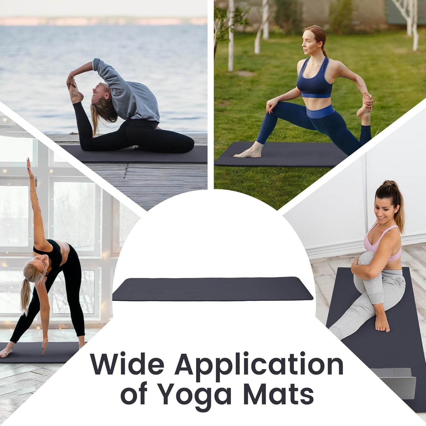 Yoga Mat, 1/2-Inch Extra Thick High Density Exercise Mat, Anti-Tear Exercise Yoga Mat with Carrying Strap, Suitable for Various Yoga Exercises