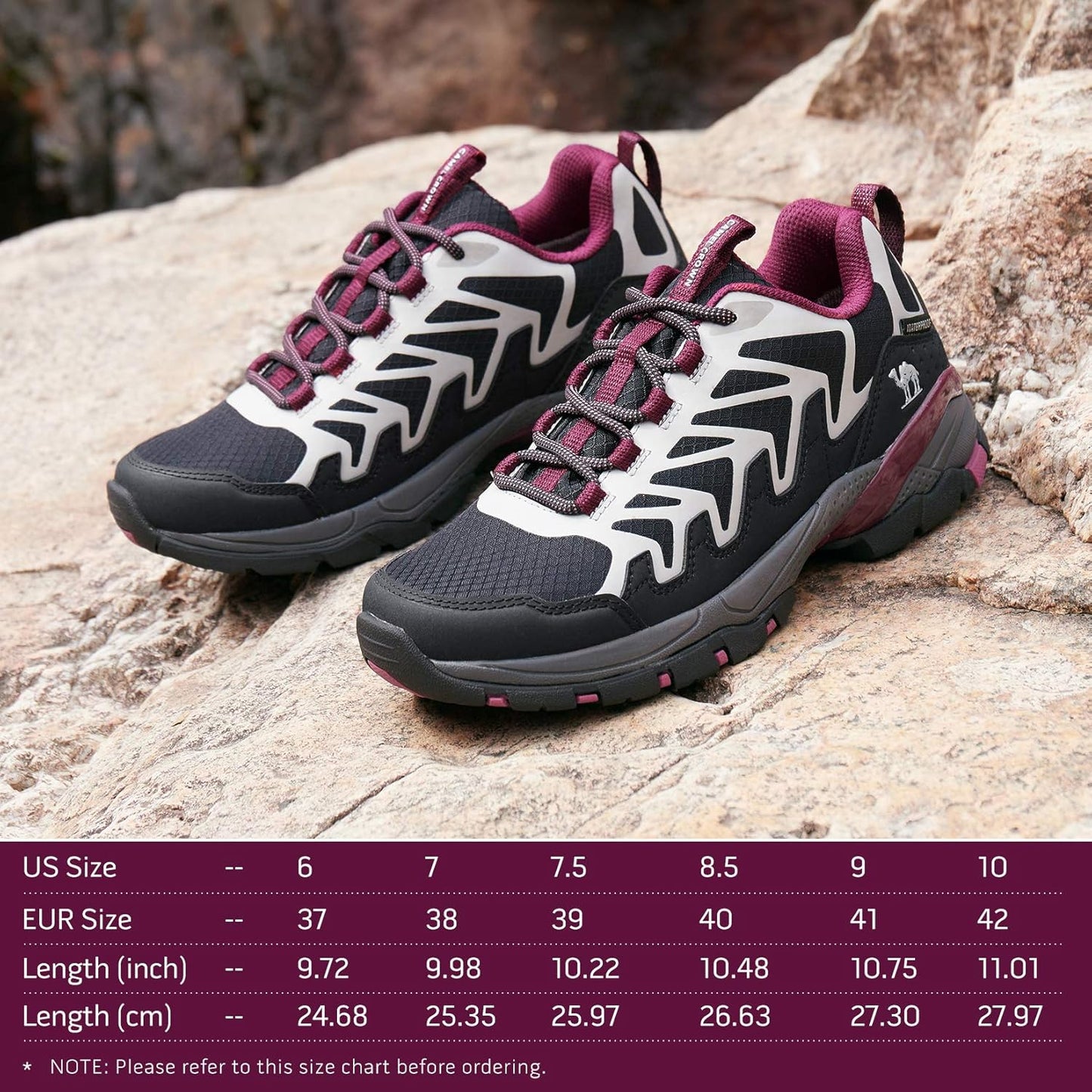 CAMELSPORTS Women's Hiking Shoes Waterproof Lightweight Trail Running Shoes Non-Slip Breathable Outdoor Sneakers for Trekking Walking