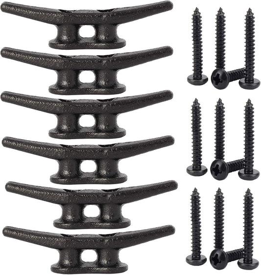 4 inch Dock Cleats 4/6/8/12/16/20/24 Pack,Boat Dock Cleats Rope Cleat Marine Cleats Iron Boat Cleats with Hardware ldeal for Deck,Nautical Decor,Cleats for Boat Dock,Boat Tie Down Cleats