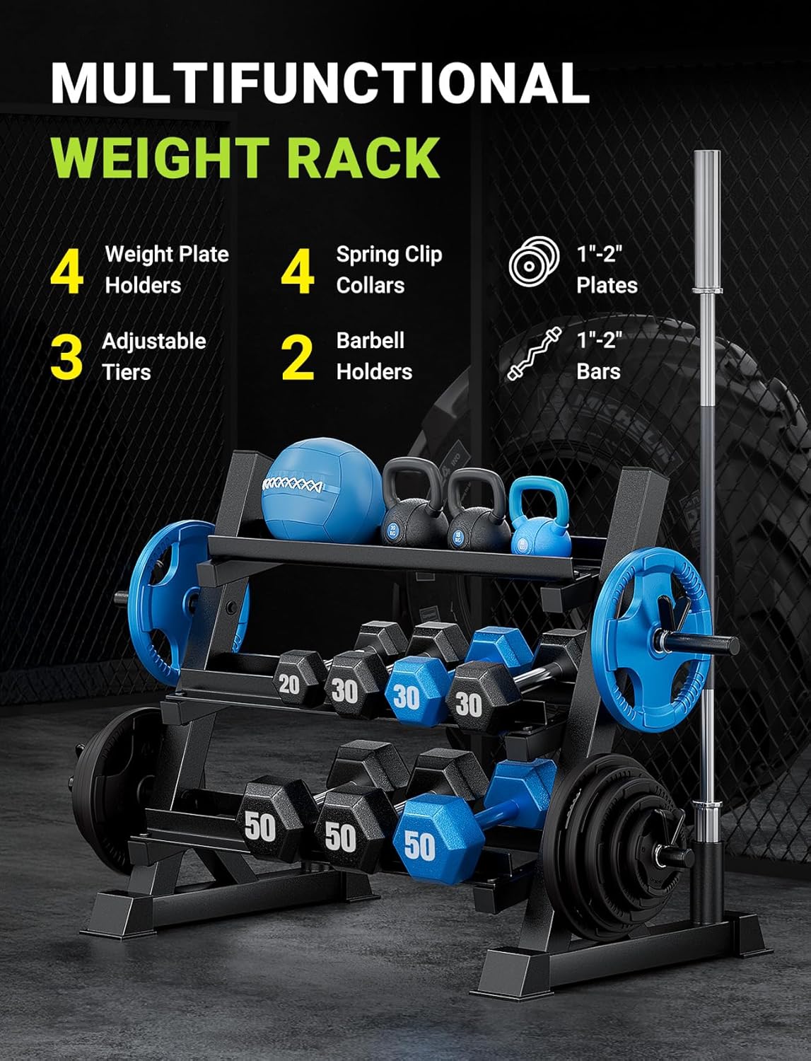 YOLEO Dumbbell Rack - 3 Tier & 5 Tier Compact Weight Rack for Dumbbell, Kettlebell, Barbell, Heavy Duty Weight Storage Organizer, Space-Saving Dumbbell Storage Stand Holder for Home Gym - 1100LBS Capacity (Rack Only)