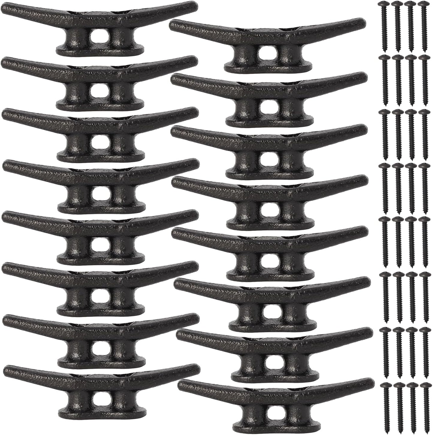 4 inch Dock Cleats 4/6/8/12/16/20/24 Pack,Boat Dock Cleats Rope Cleat Marine Cleats Iron Boat Cleats with Hardware ldeal for Deck,Nautical Decor,Cleats for Boat Dock,Boat Tie Down Cleats