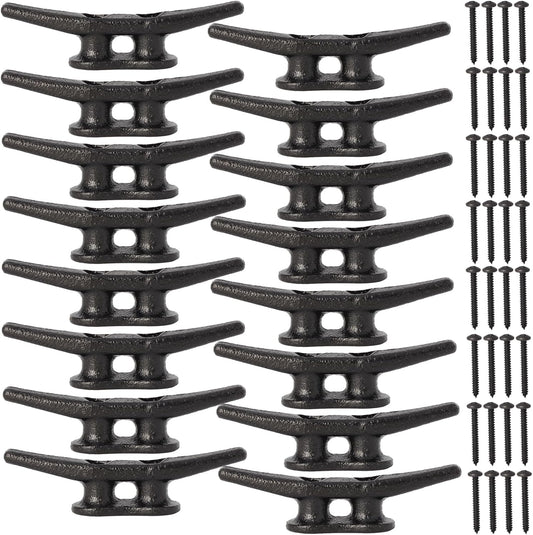 4 inch Dock Cleats 4/6/8/12/16/20/24 Pack,Boat Dock Cleats Rope Cleat Marine Cleats Iron Boat Cleats with Hardware ldeal for Deck,Nautical Decor,Cleats for Boat Dock,Boat Tie Down Cleats
