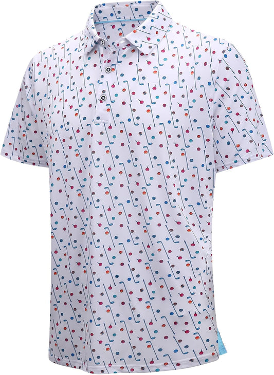 SAMERM Golf Shirts for Men Super Stretch Jacquard Dry Fit Golf Polo Moisture Wicking Short Sleeve Polo Shirts for Men