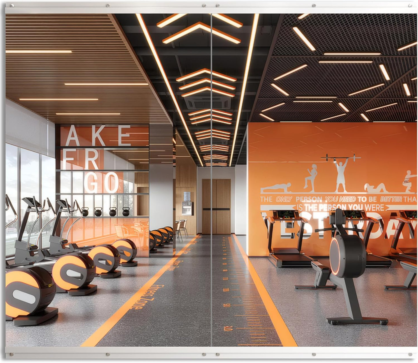 ROOMTEC Workout Mirrors for Home Gym 60"x30"-2PCS, Large Wall Mirror Full Length for Fitness, Yoga, Big Wall Mounted Frameless Glass Mirror for Garage, Dance Studio, Bedroom