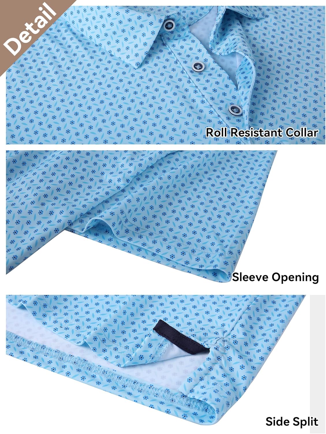 Esabel.C Golf Shirts for Men Dry Fit Performance Short Sleeve Print Moisture Wicking Collared Shirt