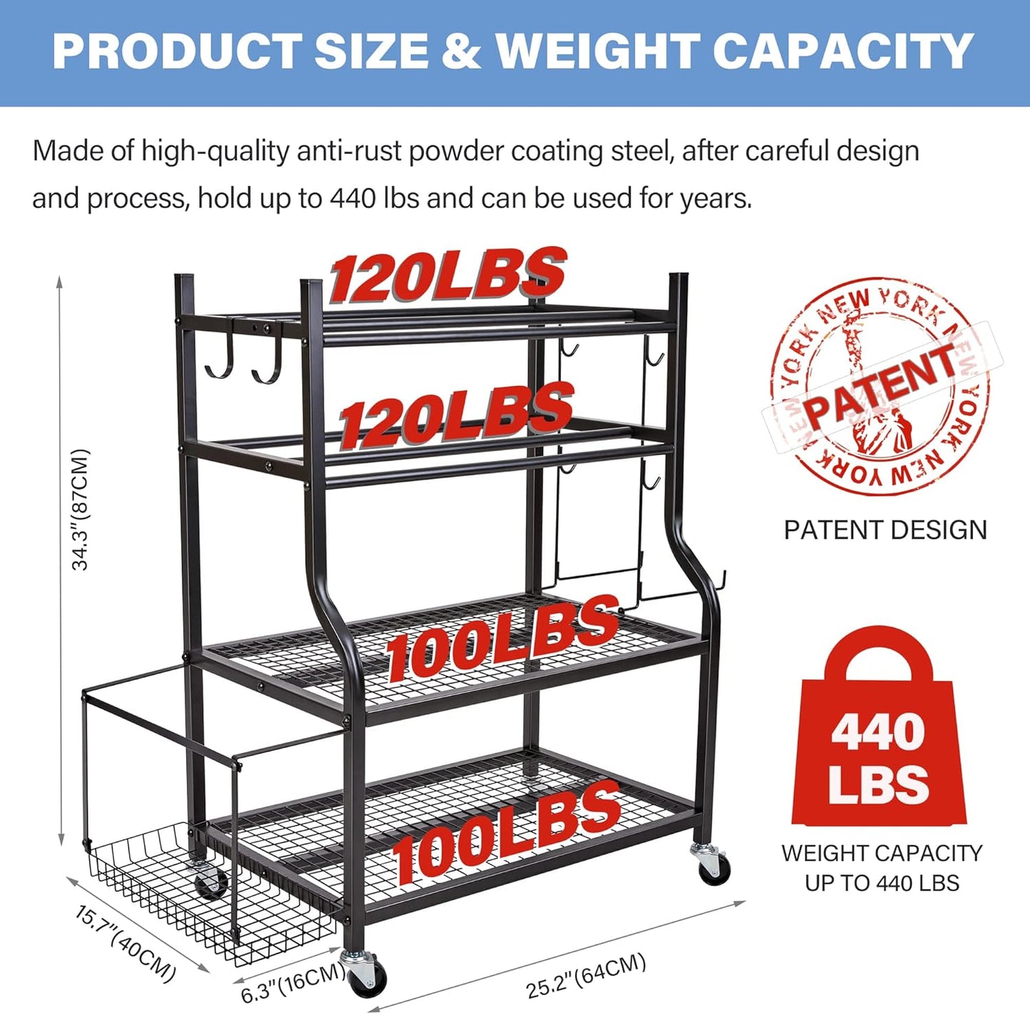 Dumbbell Rack, Yoga Mat Storage Rack - Weight Rack for Dumbbells, Home Gym Storage Rack for Yoga Mat, Dumbbells and Kettlebells, All in One Workout Equipment Storage with Caster Wheels