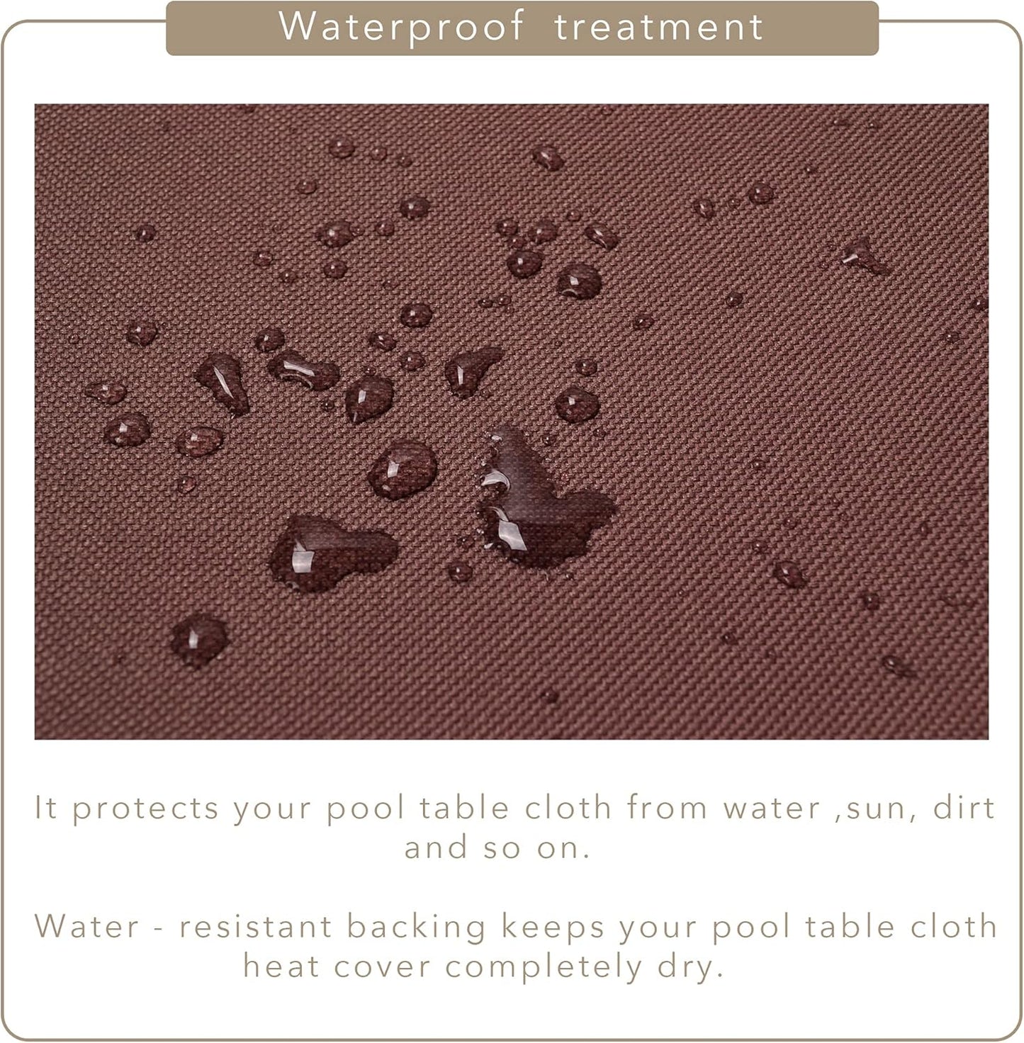 7/8/9FT Heavy Duty 600D Polyester Canvas Billiard Pool Table Cover(7 Colors Available) (Coffee Brown, 8-Foot)