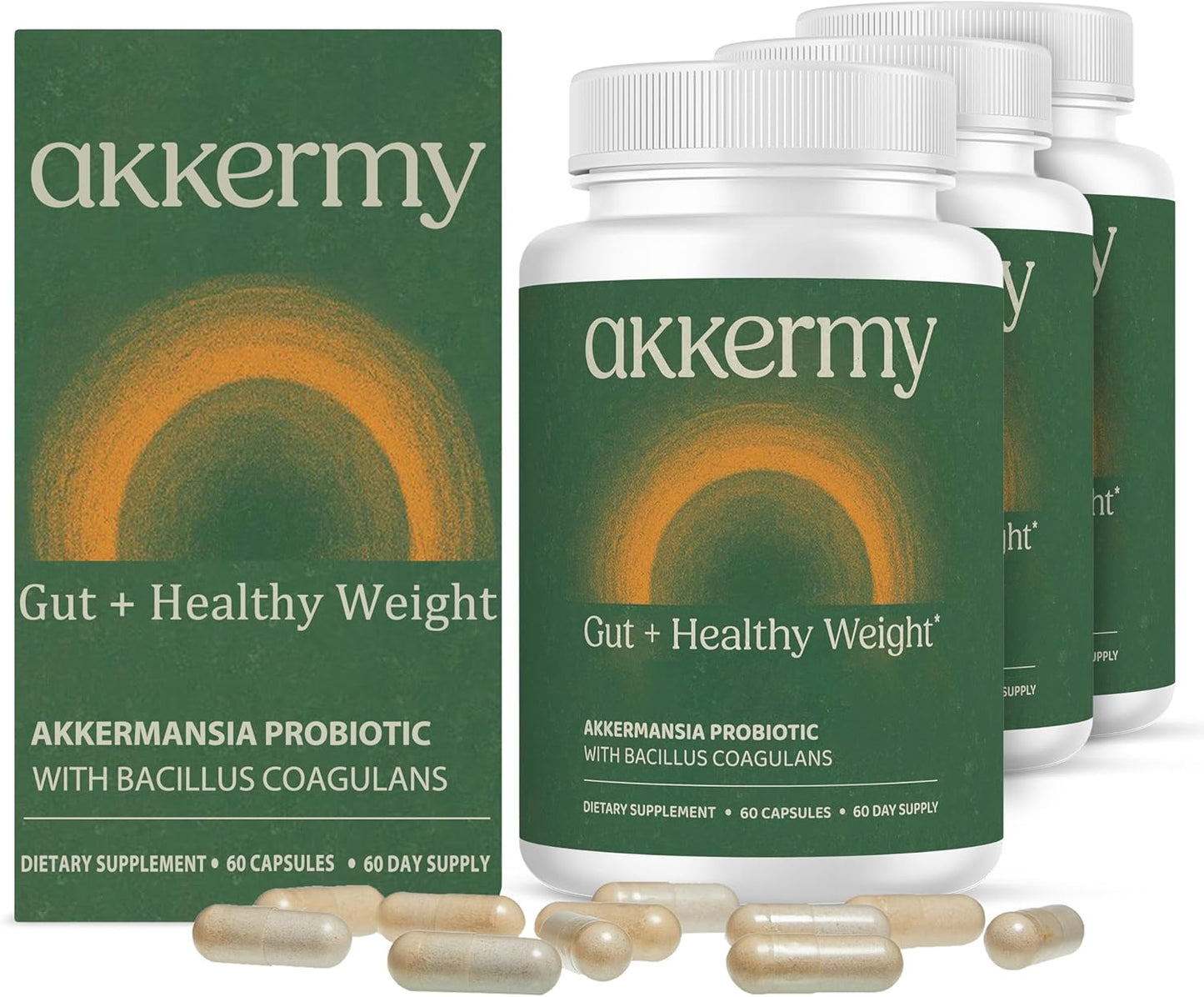 Akkermansia Probiotic for Appetite & Craving Control | Increases GLP-1 & Boosts Healthy Weight | 180 Day Supply | Made in USA | Bacillus Coagulans, B2, D3 & Chromium |SIBO Friendly, Vegan, Gluten Free