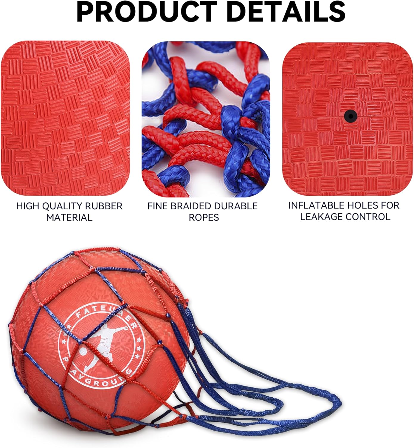 10 Inch Kickball Set, Playground Ball with Carrying Bag, Dodge Balls for Kids and Adults, Bouncing Sport Handball and Toy Ball, Outdoor Rubber Balls Official Camps and Schools Play Ball