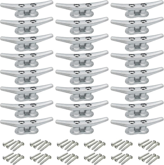 4 inch Dock Cleats 4/6/8/12/16/20/24 Pack,Boat Dock Cleats Rope Cleat Marine Cleats Iron Boat Cleats with Hardware ldeal for Deck,Nautical Decor,Cleats for Boat Dock,Boat Tie Down Cleats