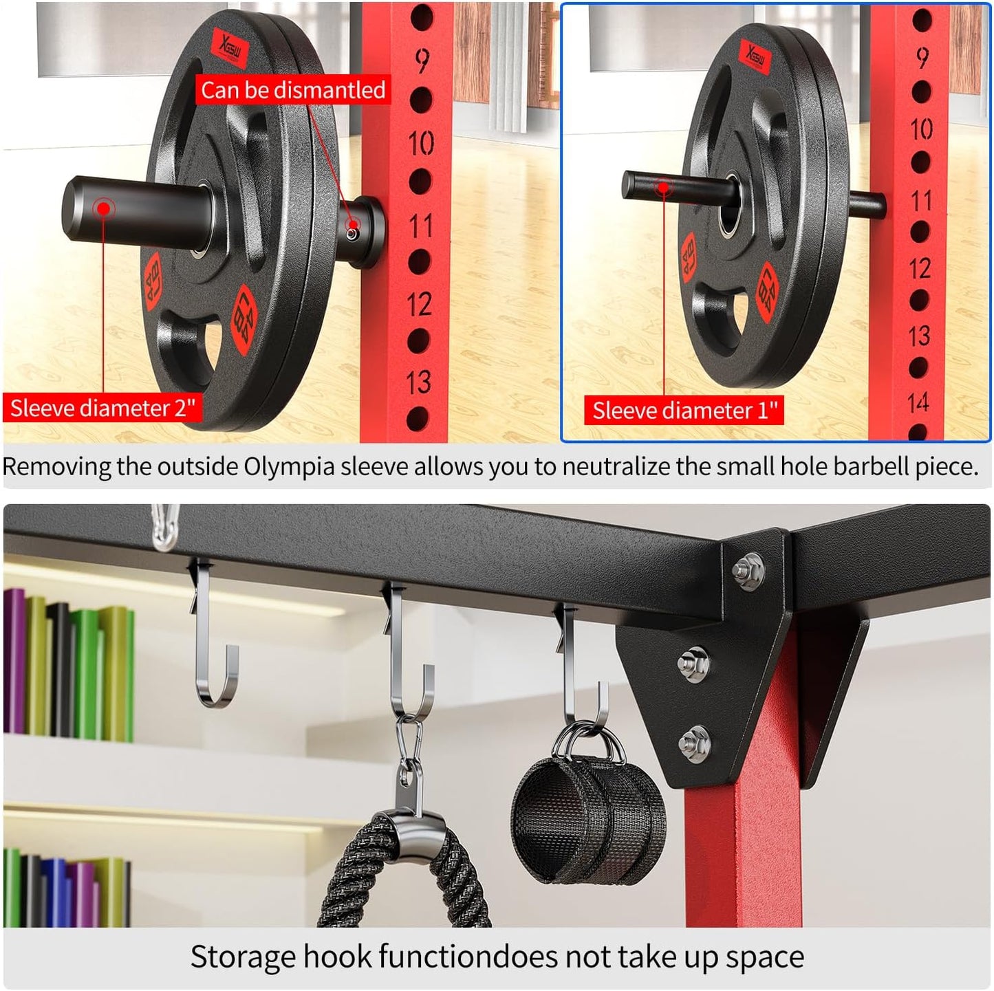 Power Cage,1600lbs Multi-Function Power Rack with Adjustable Cable Crossover System and More Training Attachment, Weight Cage for Home Gym