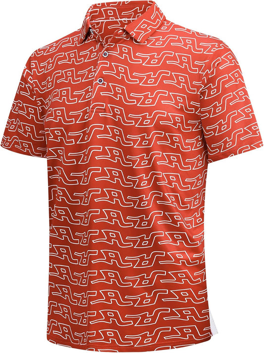 SAMERM Golf Shirts for Men Super Stretch Jacquard Dry Fit Golf Polo Moisture Wicking Short Sleeve Polo Shirts for Men