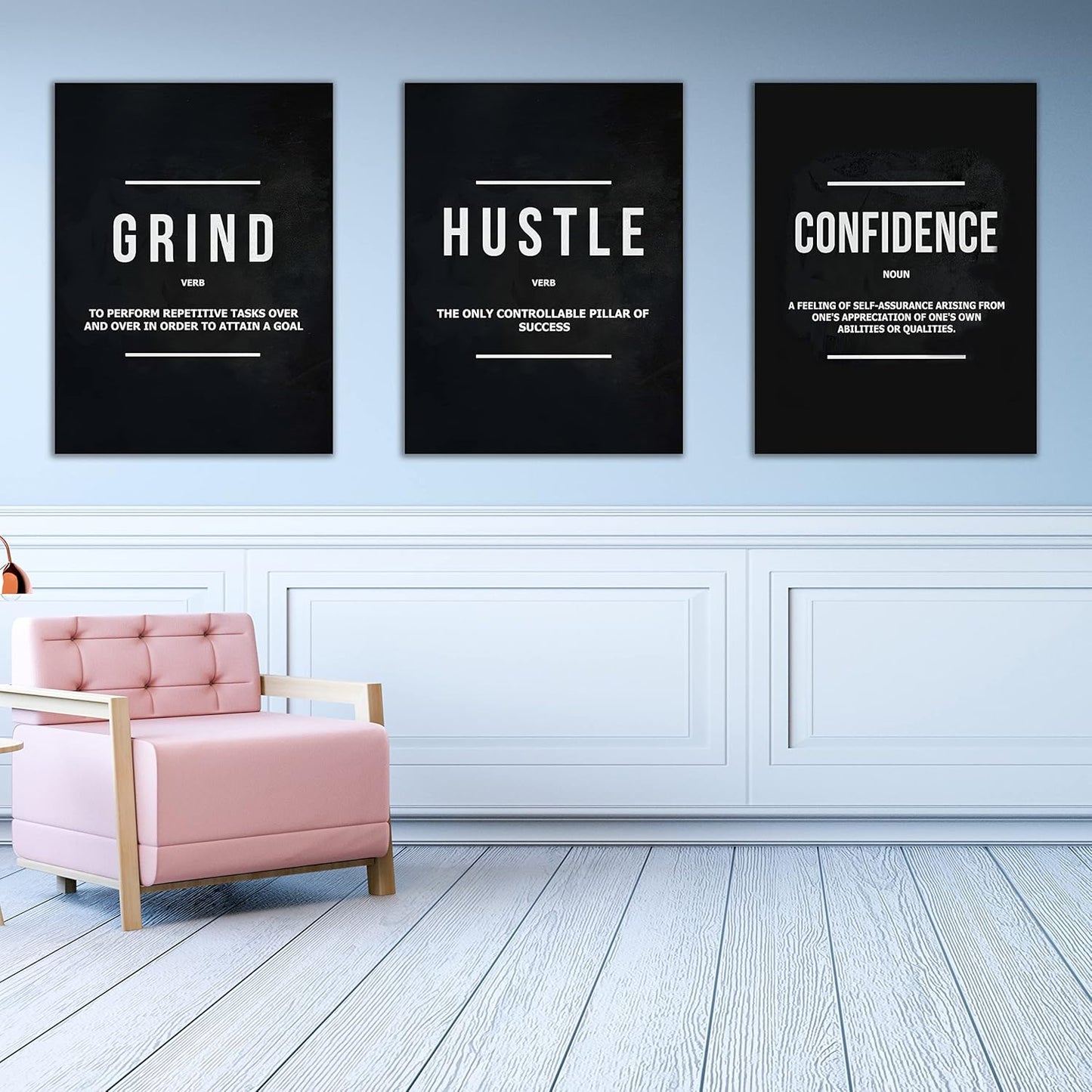 Yetaryy Motivational Poster Inspirational Wall Art 3 Pieces Canvas Painting Lion Artwork for Living Room Office Modern Home Decor Prints Pictures Wall Decor Framed Ready to Hang [48''Wx 24''H]