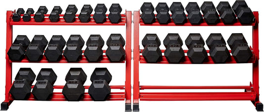 REP Fitness Rubber Hex Dumbbell Set, Adjustable Weight Pairs, Home Gym Equipment, Strength Training For Men Women, Black Coated Grips, Workout Rack Storage Optional, Heavy Lb Free Weights