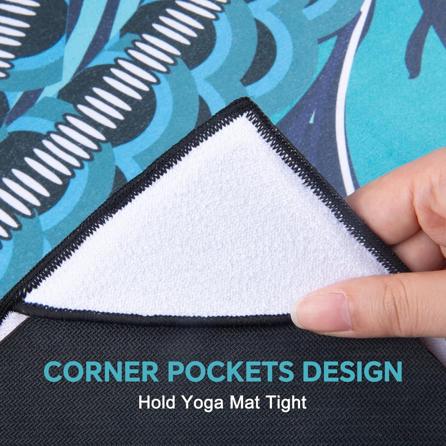 QiyI Yoga Mat Towel with Corner Pockets, Non Slip Sweat Absorbent Hot Yoga Towels, Soft Yoga Blankets with Travel Bag, Skidless Mat Cover for Workout, Gym, Fitness - 70"x26", Vintage Paisley