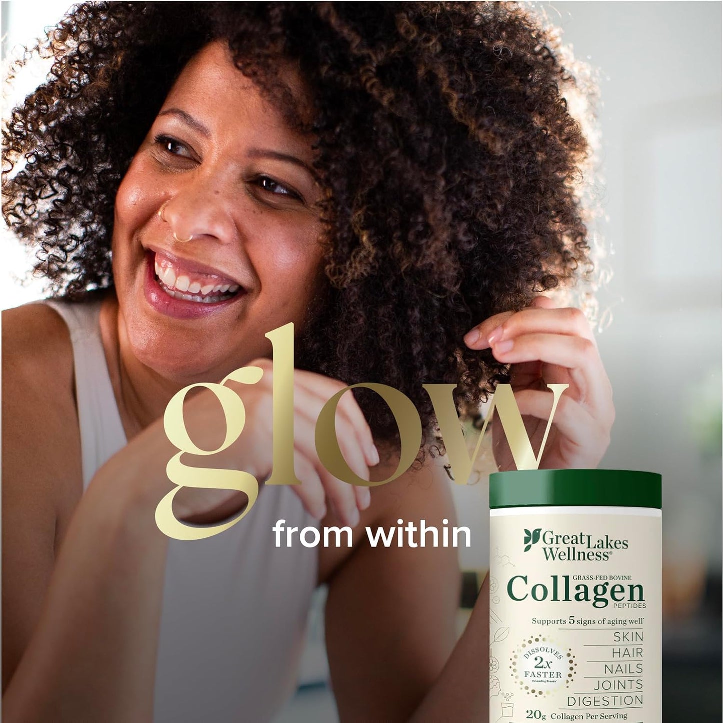 Great Lakes Wellness Collagen Peptides Powder for Skin, Hair, Nails, Joints & Digestion - Unflavored - Quick Dissolve Hydrolyzed, Non-GMO, Keto, Kosher - 4 lb. Value Pouch