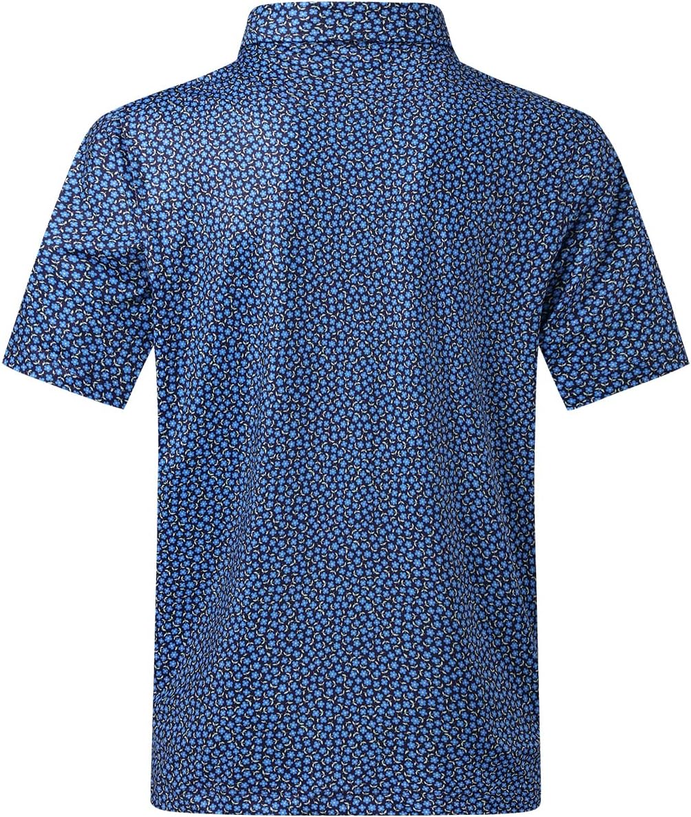 DEOLAX Mens Polo Shirts Fashion Print Mens Golf Shirt Dry Fit Mens Golf Polo Short Sleeve Quick Dry Funny Golf Shirt for Men