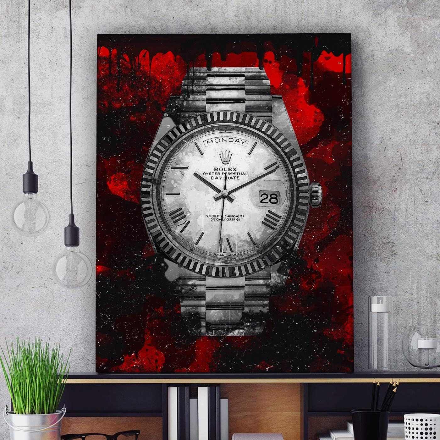 Luxury Watch Canvas Print Office Wall Decor Modern Art Pop Culture Decoration Inspiration Clock Timer Prints Framed Arts Walls Furniture (24" x 18")