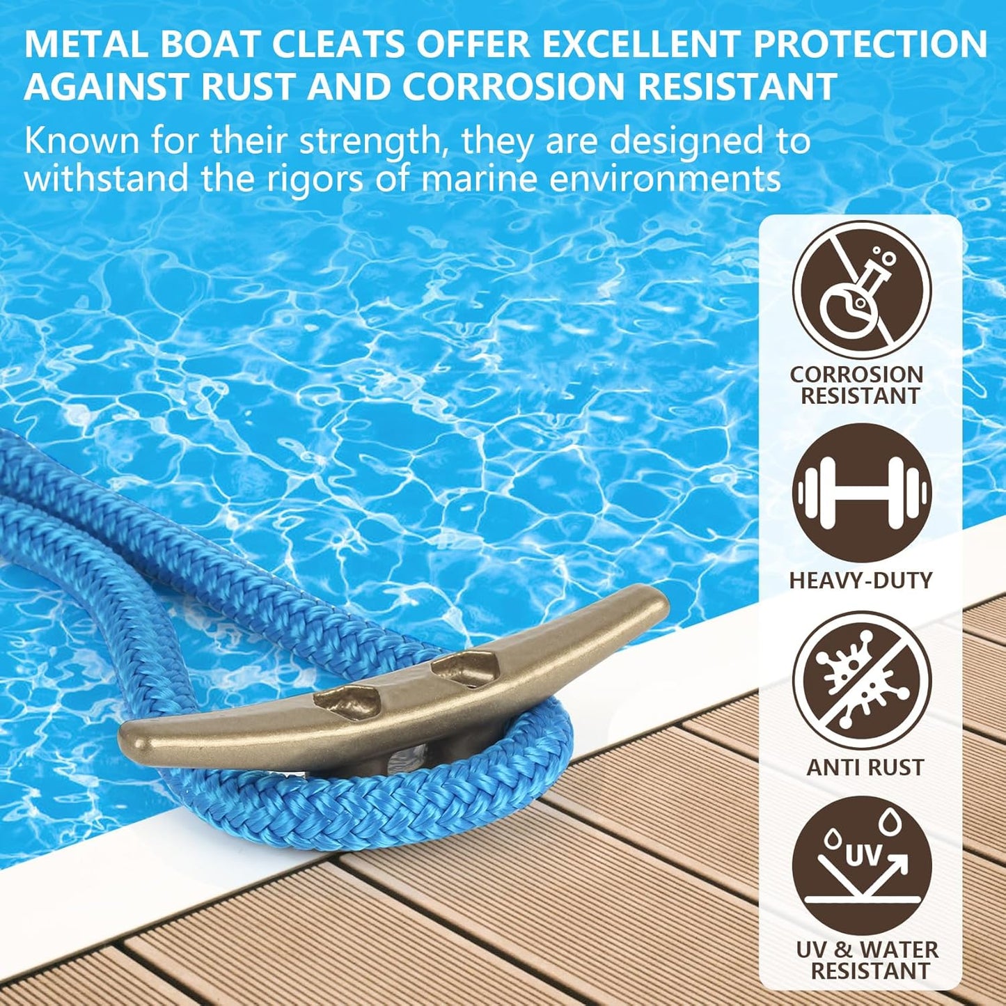 4 inch Dock Cleats 4/6/8/12/16/20/24 Pack,Boat Dock Cleats Rope Cleat Marine Cleats Iron Boat Cleats with Hardware ldeal for Deck,Nautical Decor,Cleats for Boat Dock,Boat Tie Down Cleats