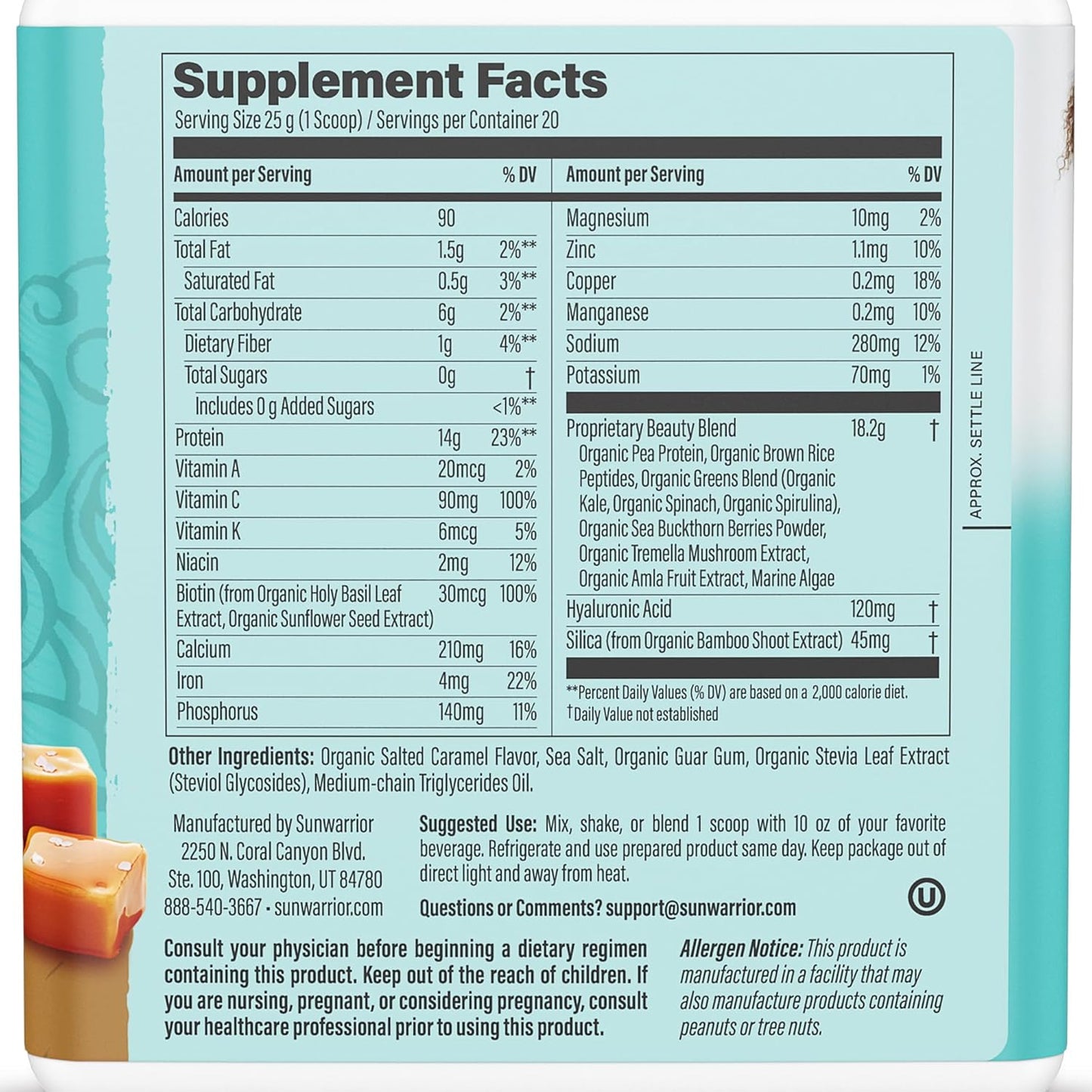 Vegan Collagen Protein Powder for Women Silica Plant Based Collagen Powder with Vegan Hair Skin and Nails Vitamins Non-GMO No Added Sugar Soy Dairy & Gluten Free (Salted Caramel, 20 Servings)