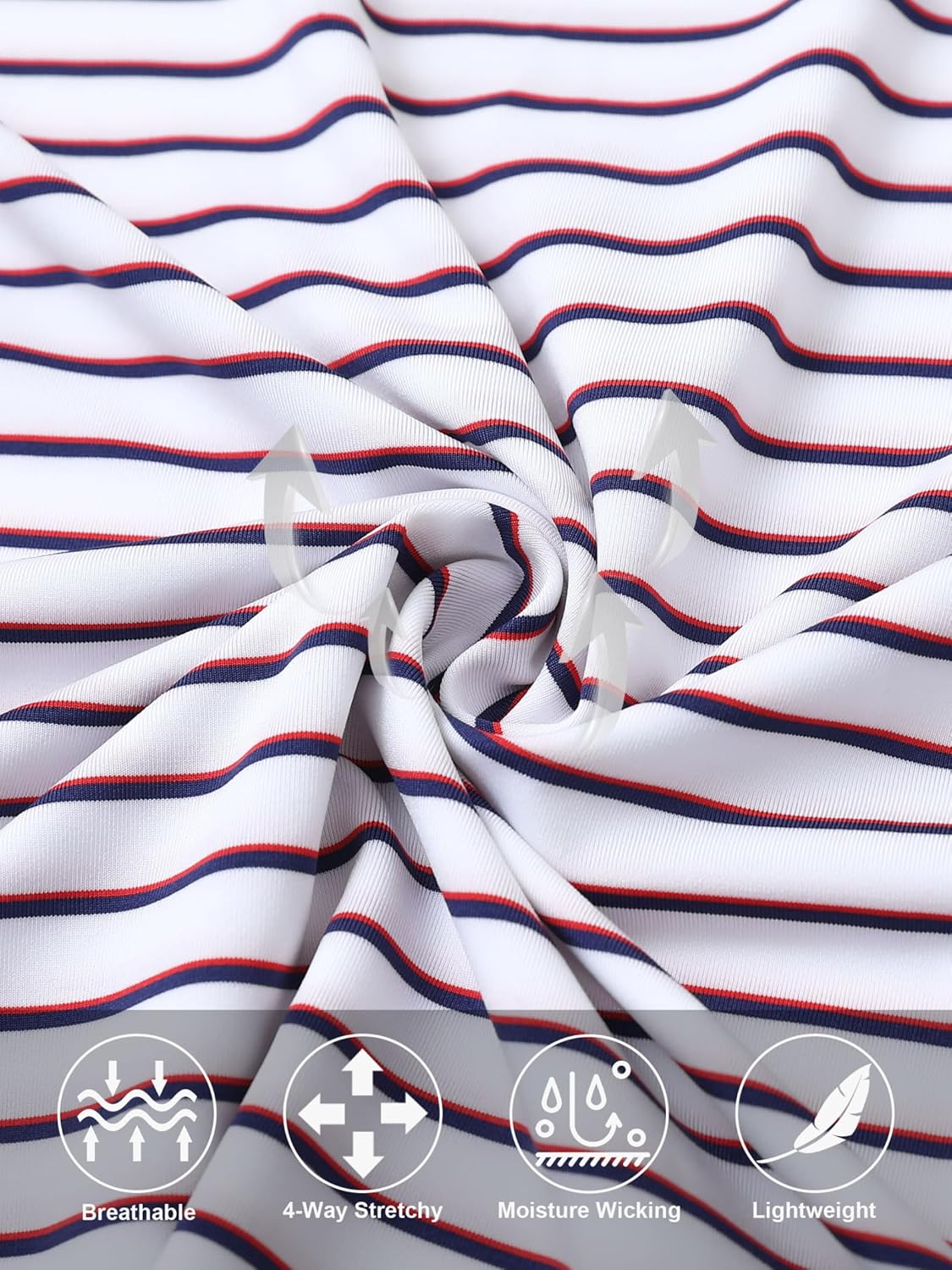 Rouen Mens Polo Shirts Short Sleeve Dry Fit Performance Moisture Wicking Causal Striped Polo Collared Golf Shirts for Men