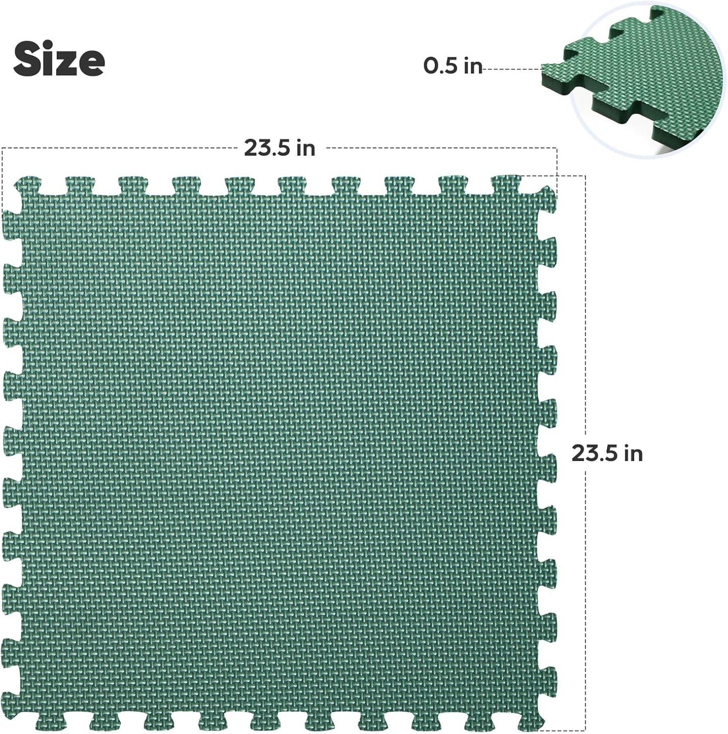 Home Gym Mat, Puzzle Exercise Mat, EVA Interlocking Foam Floor Tiles for Home Workout Equipment and Kids' Play Areas - Blue, 24 in x 24 in x ½ in - (Green, 32 Pack(128 SQ FT))