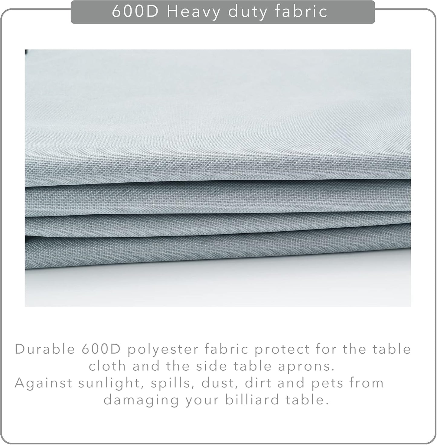 7/8/9FT Heavy Duty 600D Polyester Canvas Billiard Pool Table Cover(7 Colors Available) (Gray, 9-Foot)