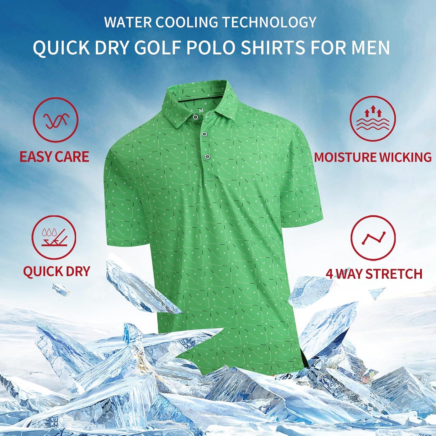 SAMERM Golf Shirts for Men Super Stretch Jacquard Dry Fit Golf Polo Moisture Wicking Short Sleeve Polo Shirts for Men