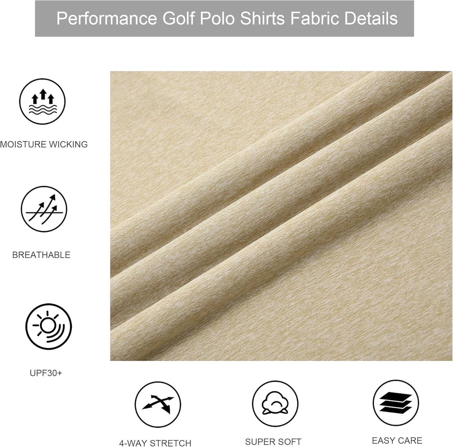 Alex Vando Mens Golf Shirt Moisture Wicking Quick-Dry Short Sleeve Casual Polo Shirts for Men