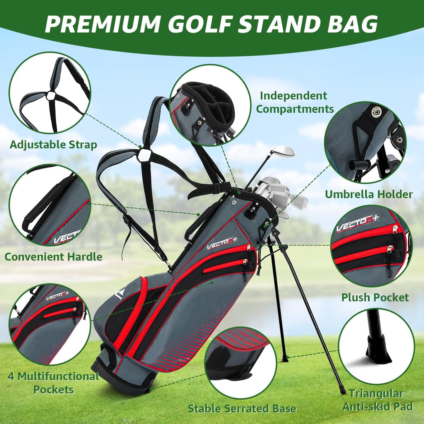 8 Pieces Complete Golf Club Set – Full Set with Bag, Fairway Wood, Hybrid, Irons, Putter – Lightweight, Beginner Friendly, Premium Quality, Distance & Accuracy, Easy to Use for Men & Women