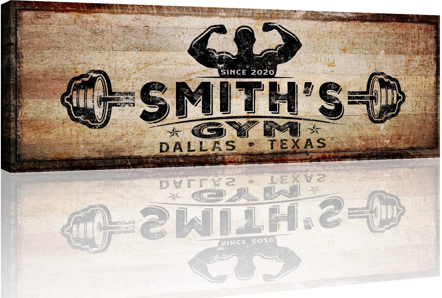 TAILORED CANVASES Personalized Gym Sign Wall Art Decor - Motivational Canvas for Home, Workout Room, Garage, Fitness Center - Inspirational Posters With Name on Rustic Copper, 36x12in